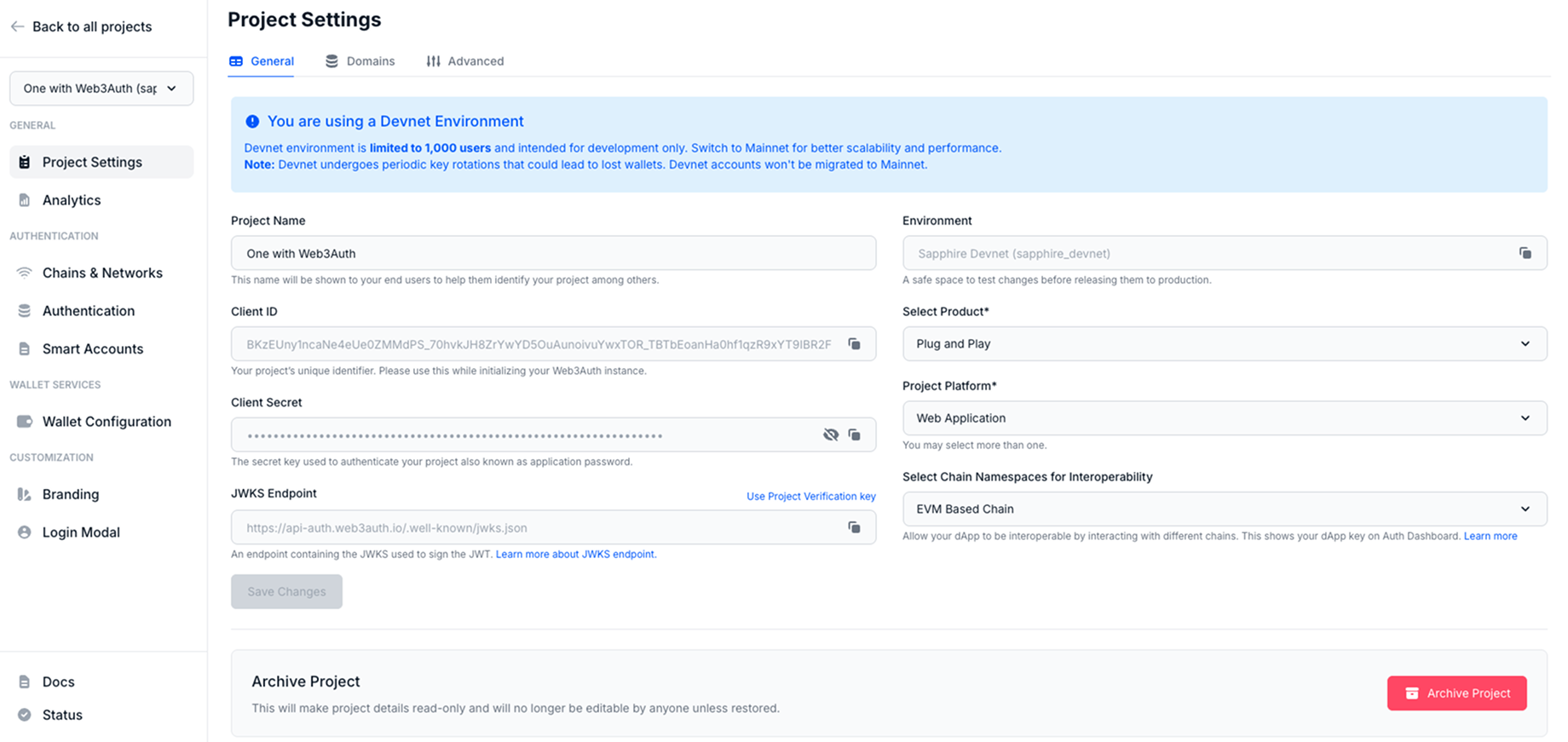 Project Settings General